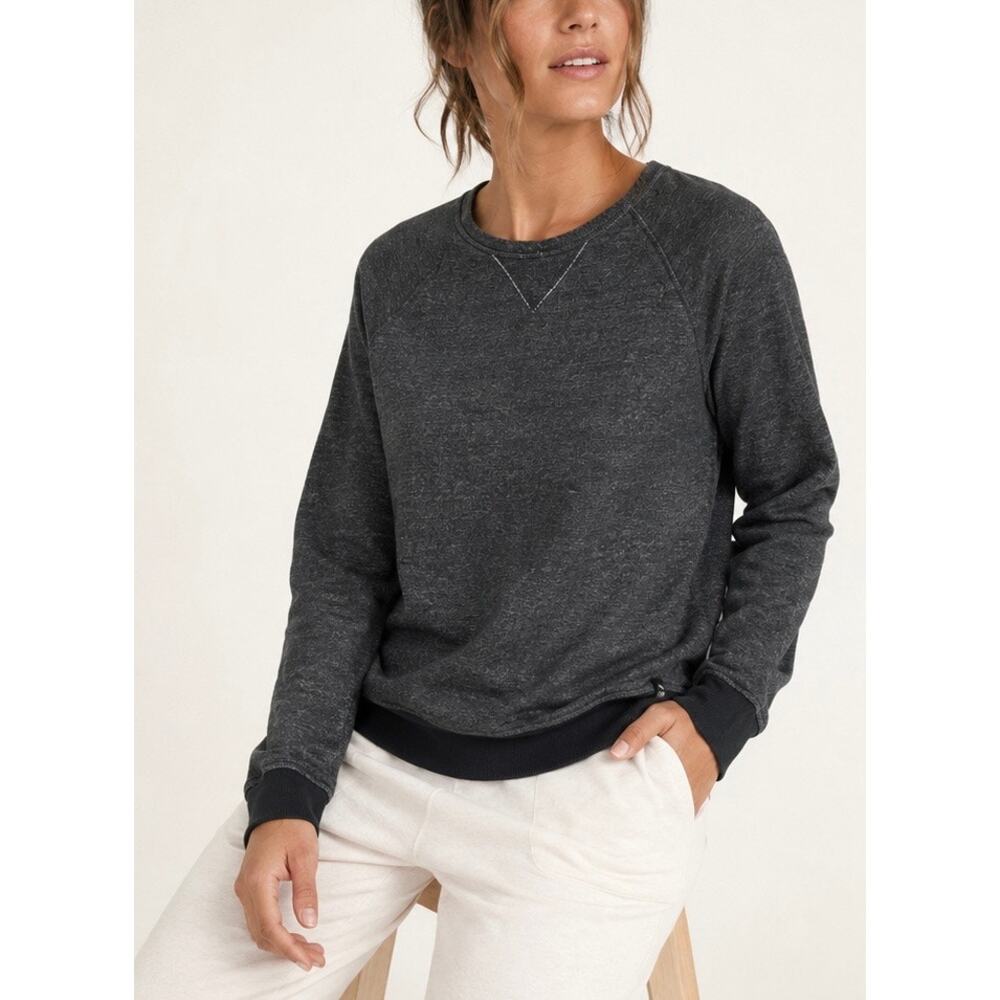Pact Organic French Terry Crewneck Sweatshirt Gray Raglan Pullover Medium